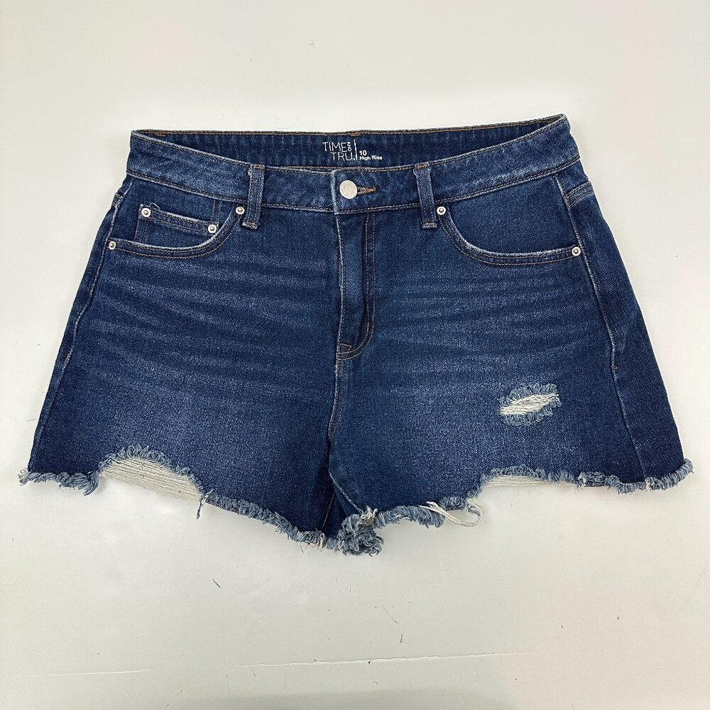 Time and Tru High Rise Cut off Distressed Raw Hem Women's size 10 Blue Shorts